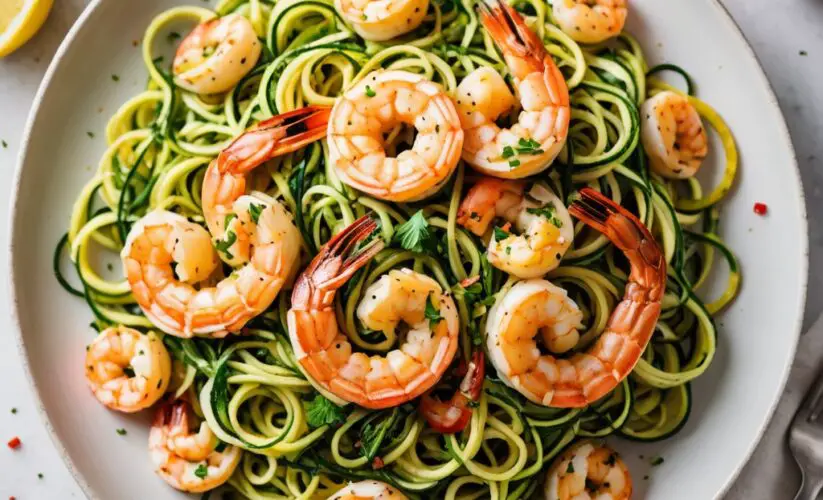 Zucchini Noodles with Lemon Garlic Shrimp