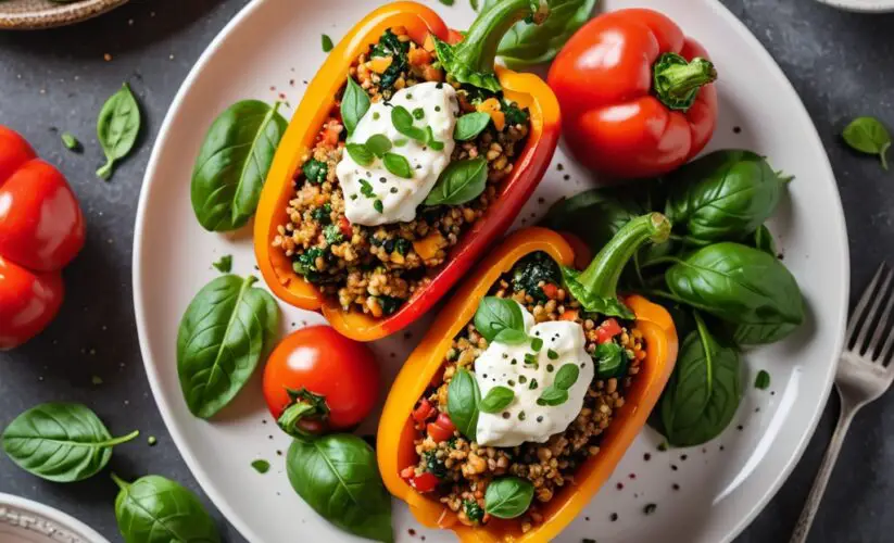 Quinoa-Stuffed Bell Peppers with Lean Turkey and Spinach