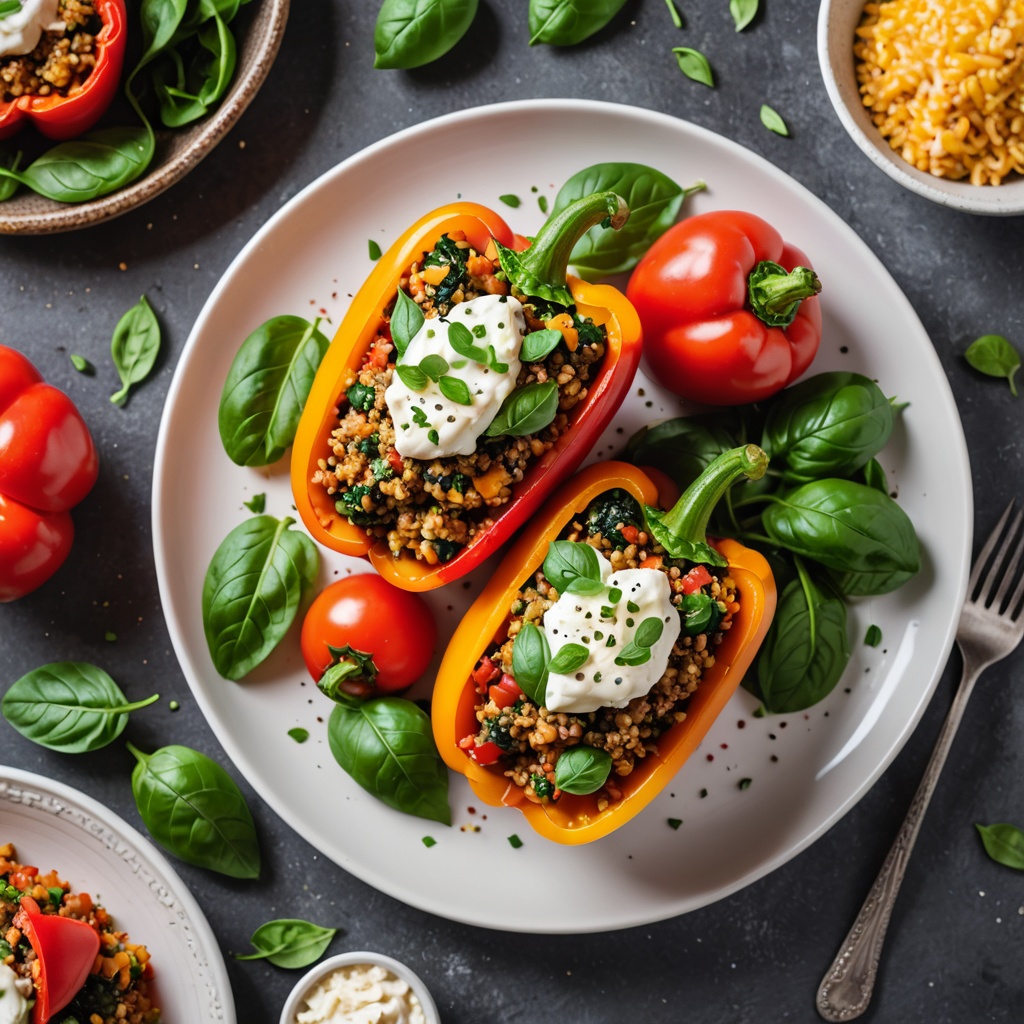 Quinoa-Stuffed Bell Peppers with Lean Turkey and Spinach