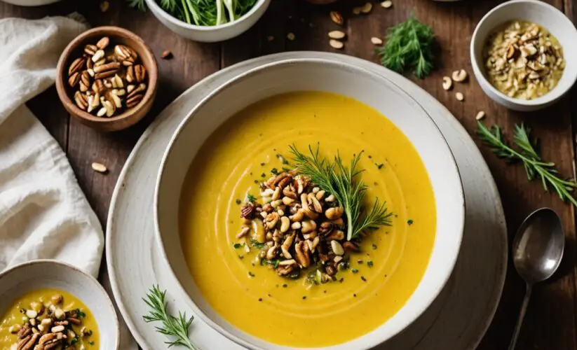 Radiant Fennel Leek Soup with Walnuts & Turmeric